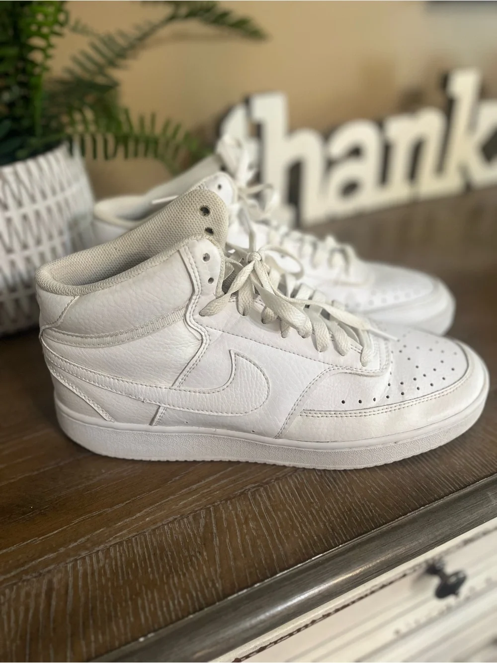 Nike Court Vision Mid Men's White Basketball Shoes, DN3577-100 Size 9